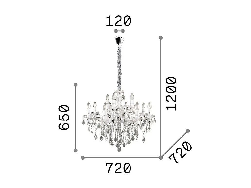 Ideal Lux Florian Lustre à 12 ampoules au fini chromé, E14
