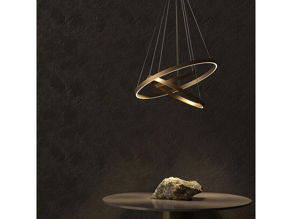 Maytoni Rim Plafoniera a sospensione circolare a 3 livelli a LED nero con bordo moderno integrato