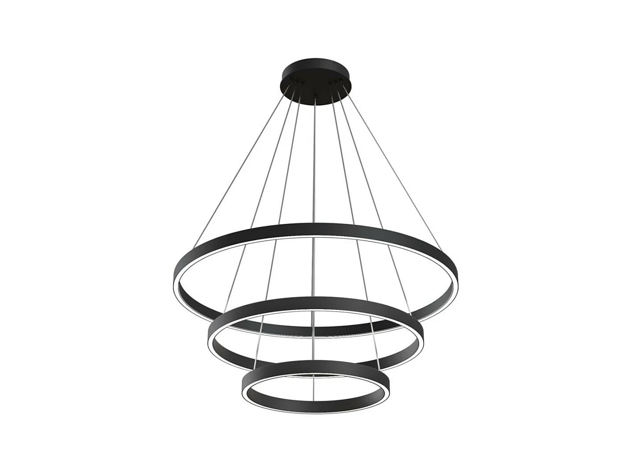 Maytoni Rim Plafoniera a sospensione circolare a 3 livelli a LED nero con bordo moderno integrato