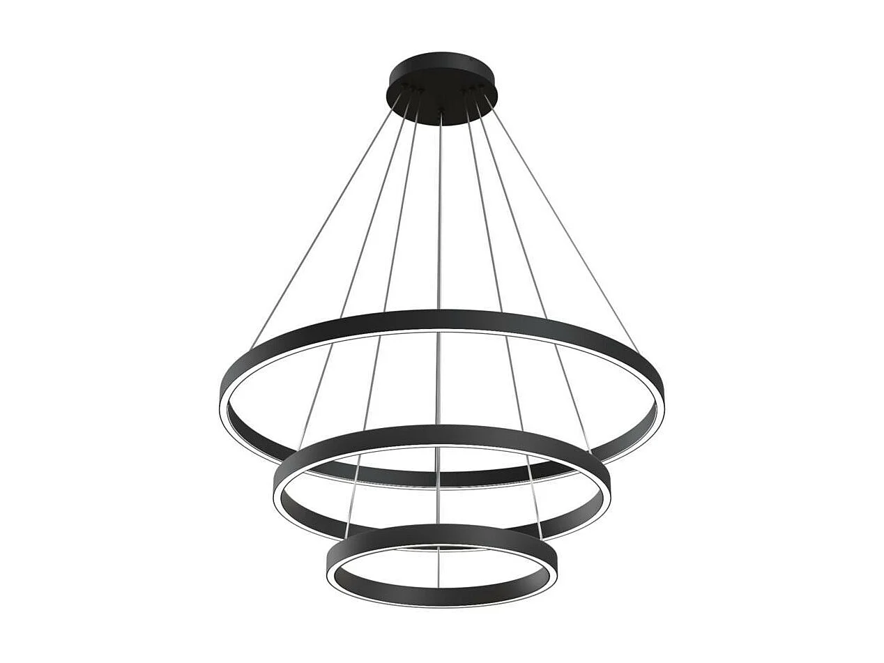 Maytoni Rim Plafoniera a sospensione circolare a 3 livelli a LED nero con bordo moderno integrato