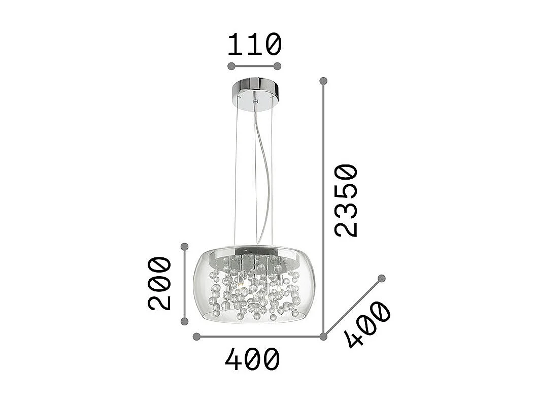 Ideal Lux Audi-80 - 5 leichte runde Decke Anhänger Smokey, G9