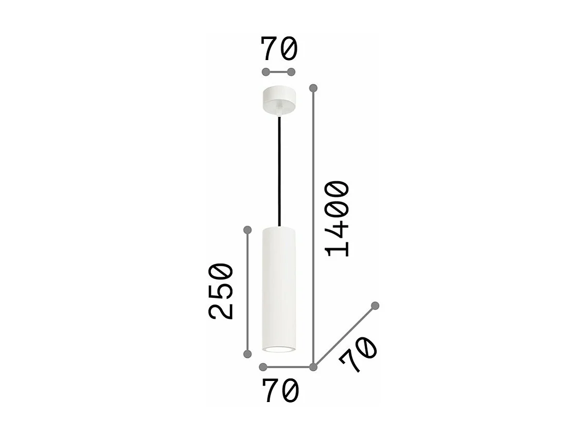 Ideal Lux Oak - 1 licht Slim Deckenanhänger Hellgrau