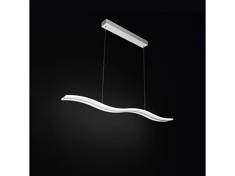 Lampadario Moderno Bend Metallo E Alluminio Bianco Led