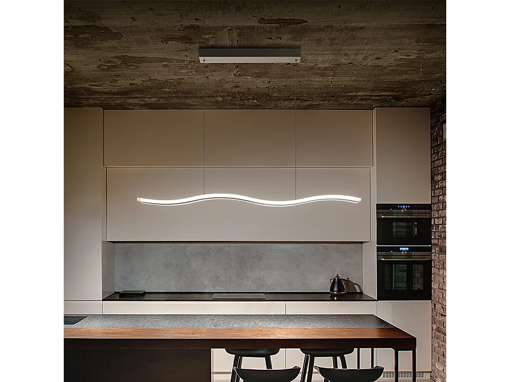 Lampadario Moderno Bend Metallo E Alluminio Bianco Led
