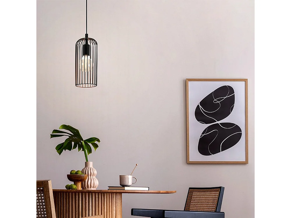 Lampadario Industrial Roccamena 1 Luce Acciaio Nero E Rame