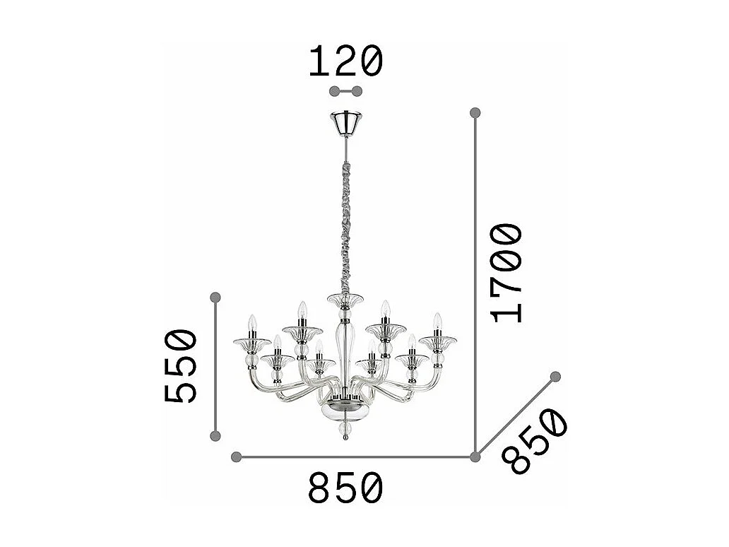 Ideal Lux Danieli - Lampada a sospensione a 8 luci Ambra, E14
