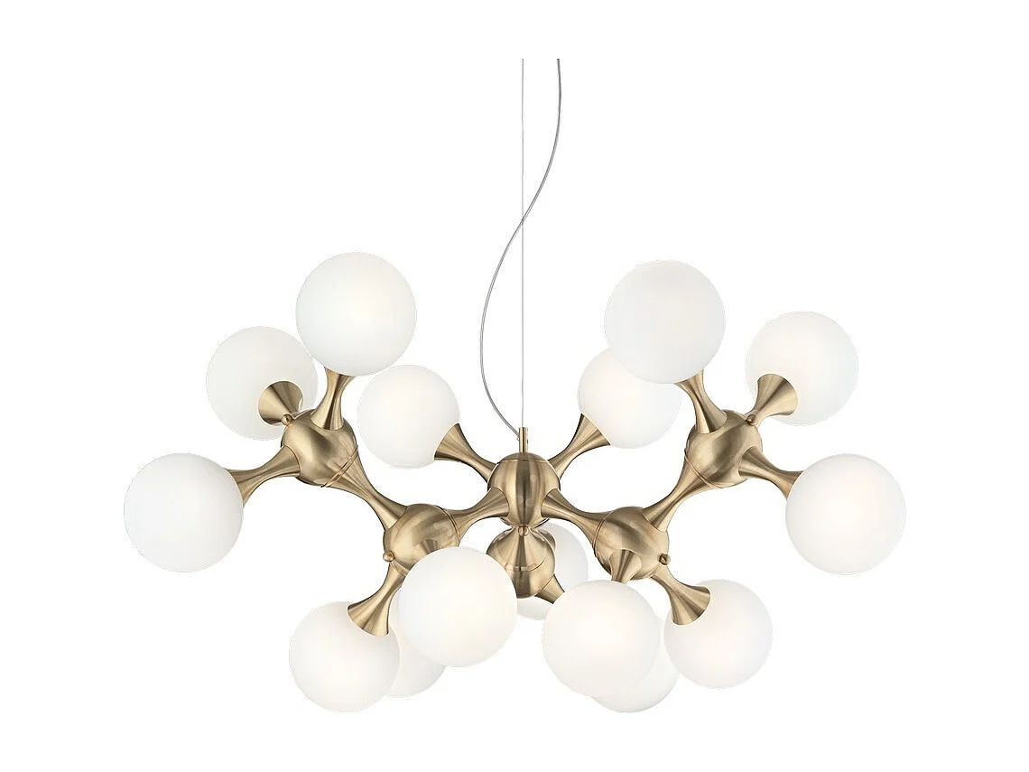 Ideal Lux NODI Suspension d'intérieur à bras Mutli, 15 lumières, laiton satiné, E14