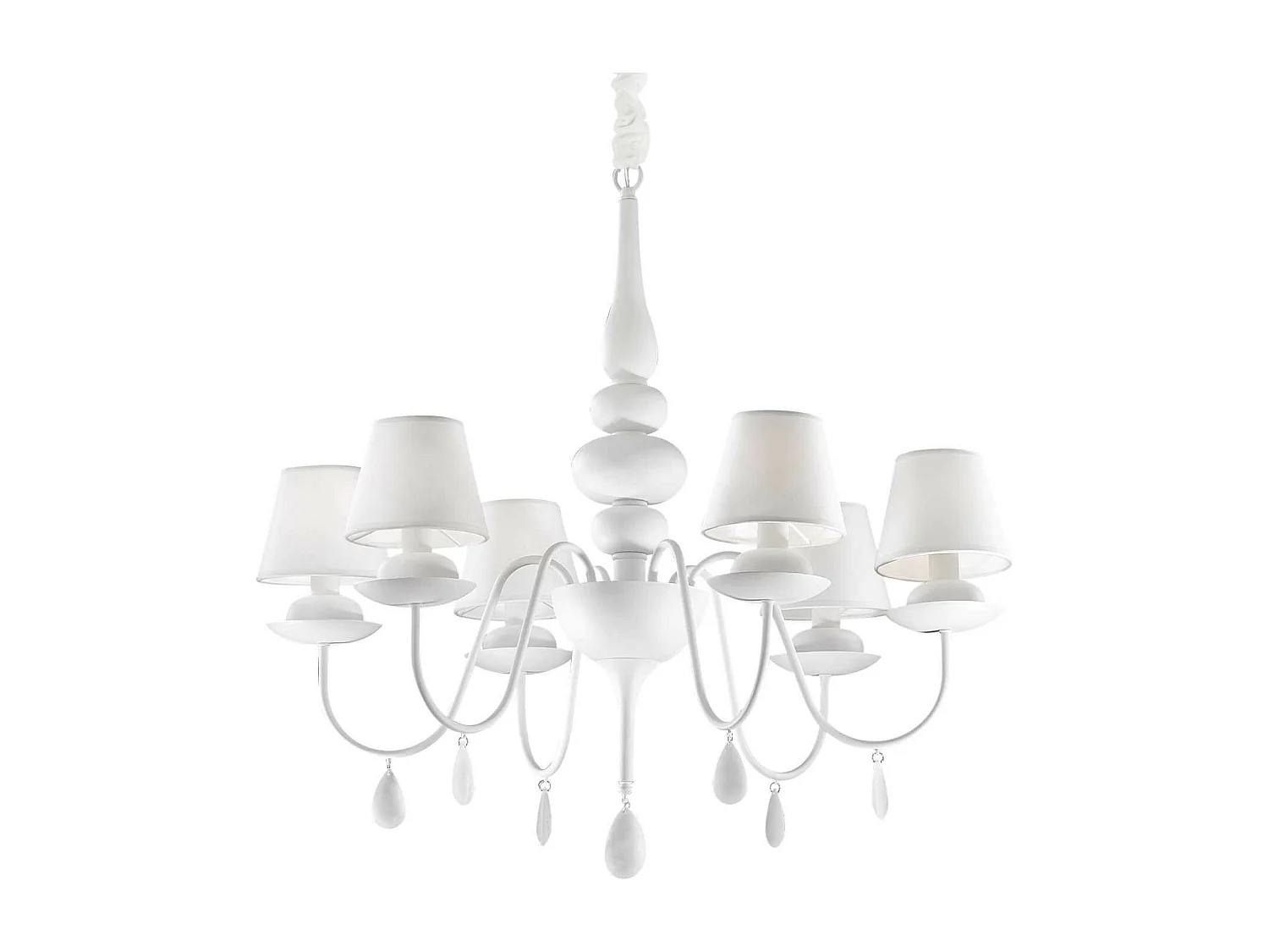 Ideal Lux Blanche - Araña de luces con brazos múltiples, acabado blanco, E14, 6 luces