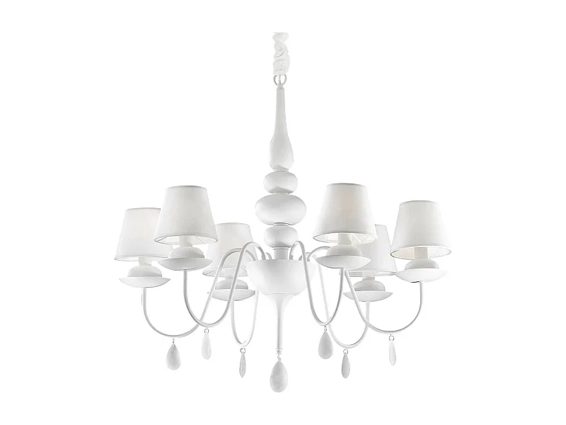 Ideal Lux Blanche - Lampadario a 6 luci multibraccio finitura bianca, attacco E14