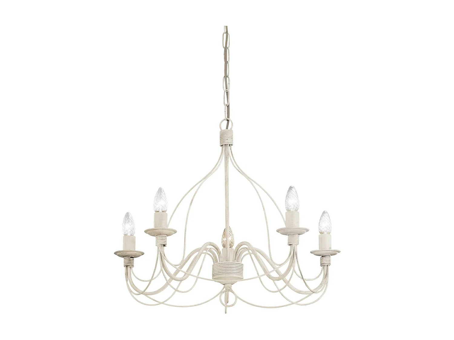 Ideal Lux Corte - 5 Licht Kronleuchter Antik Weiß Finish, E14