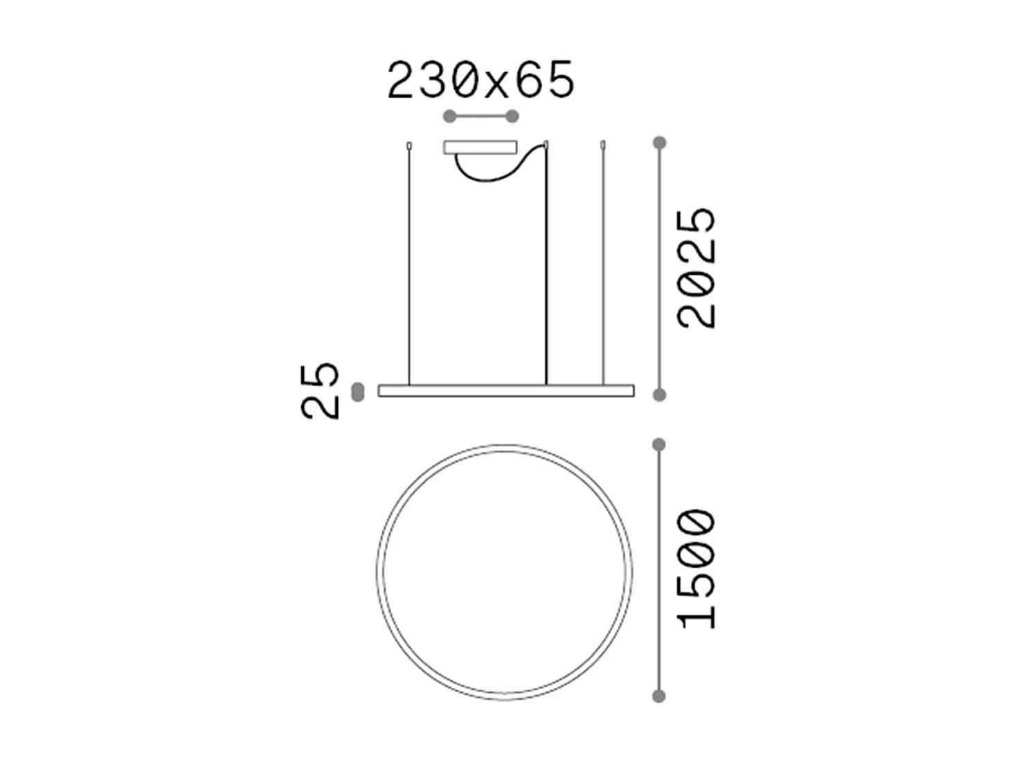 Ideal Lux ORACLE Plafoniera Sospensione Led Integrata Ring Bianca 150cm 3000K