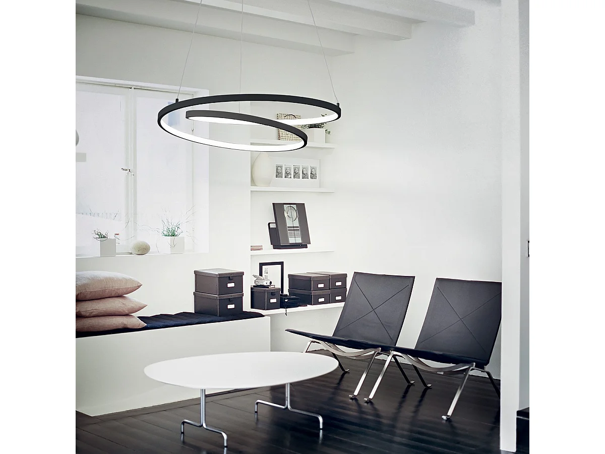 Ideal Lux OZ Dimmable Swirl 80cm Plafonnier LED Intégré Noir, 3000K