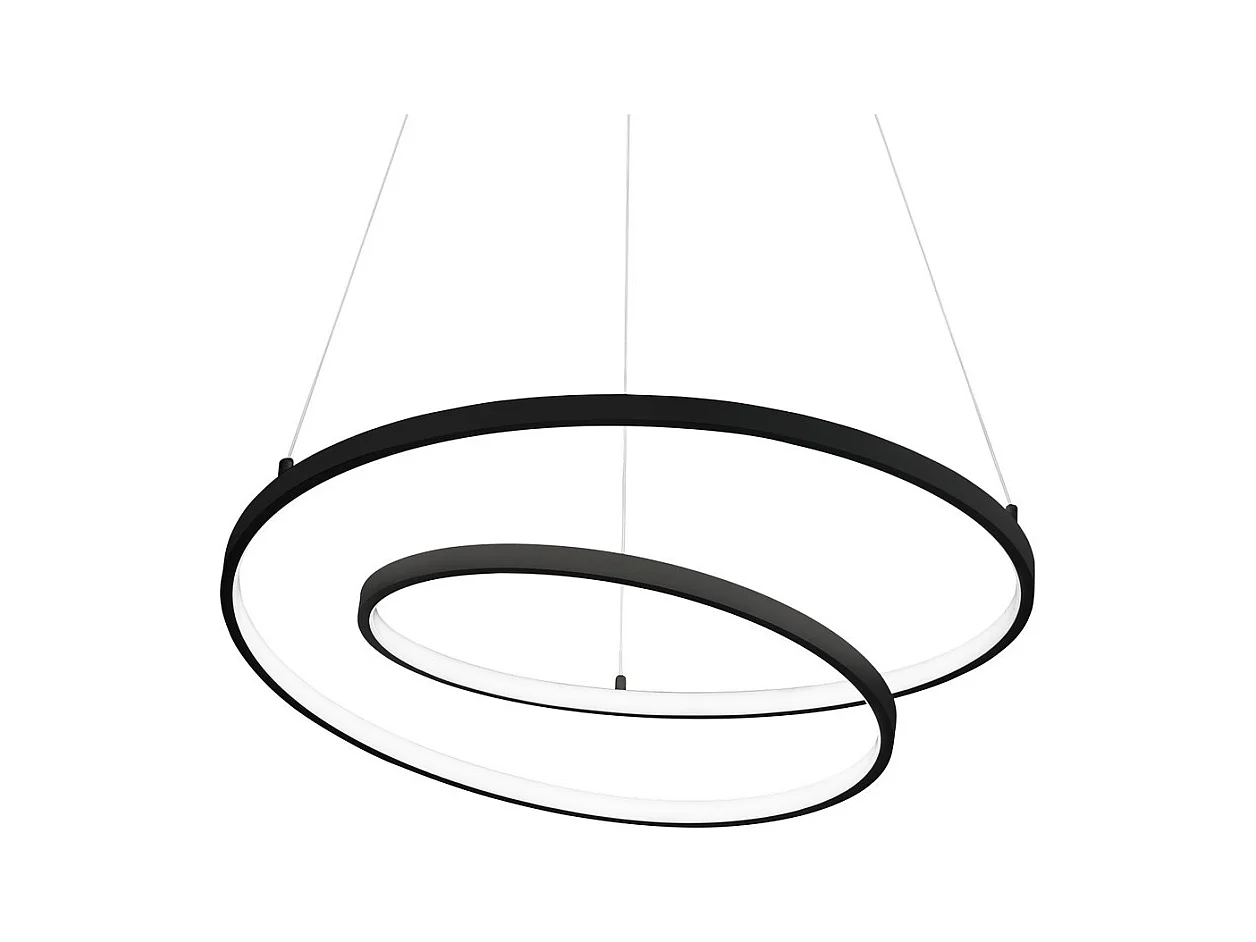 Ideal Lux OZ Dimmbare Swirl 80cm integrierte LED-Pendel-Deckenleuchte Schwarz, 3000K