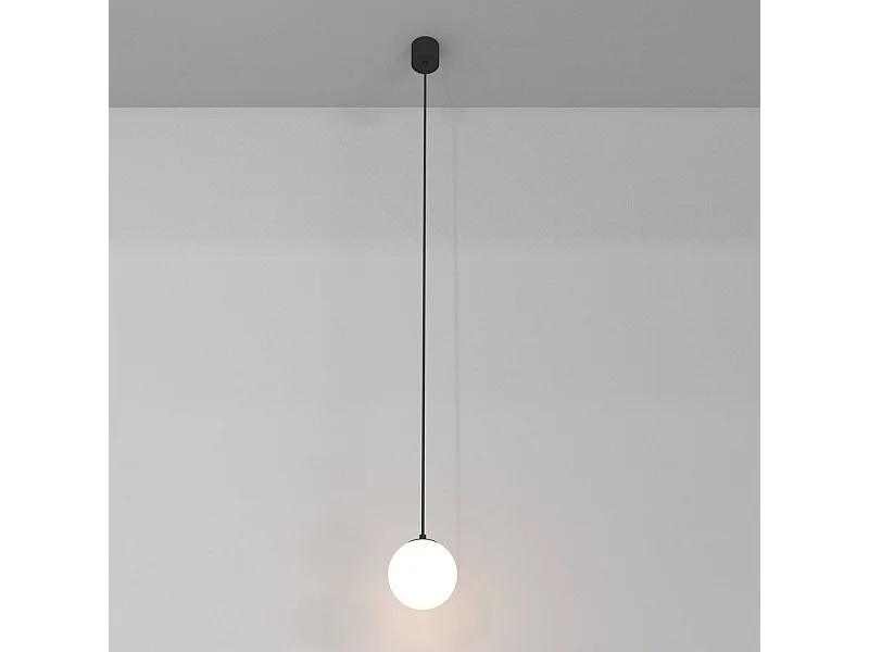 Lampadario A Sospensione Moderno Luna Alluminio Nero Luce Led Integrato 5W Calda