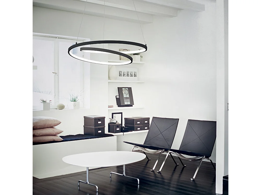 Suspension intégrée LED Swirl décorative noire, 3000K