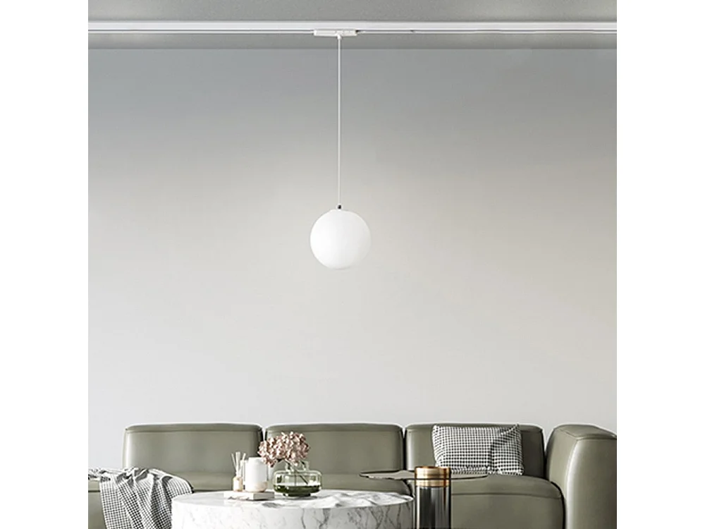 Sospensione Binario Metallo Bianco Vetro Led 24W 3000K