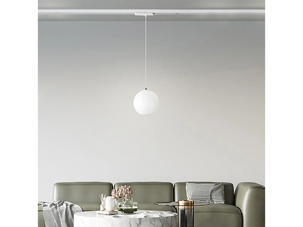 Sospensione Binario Metallo Bianco Vetro Led 24W 3000K