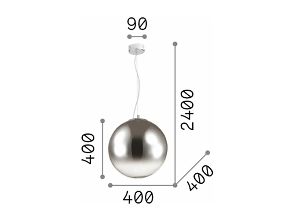 Ideal Lux Mapa - 1 lámpara colgante de techo de globo con pantalla de cromo