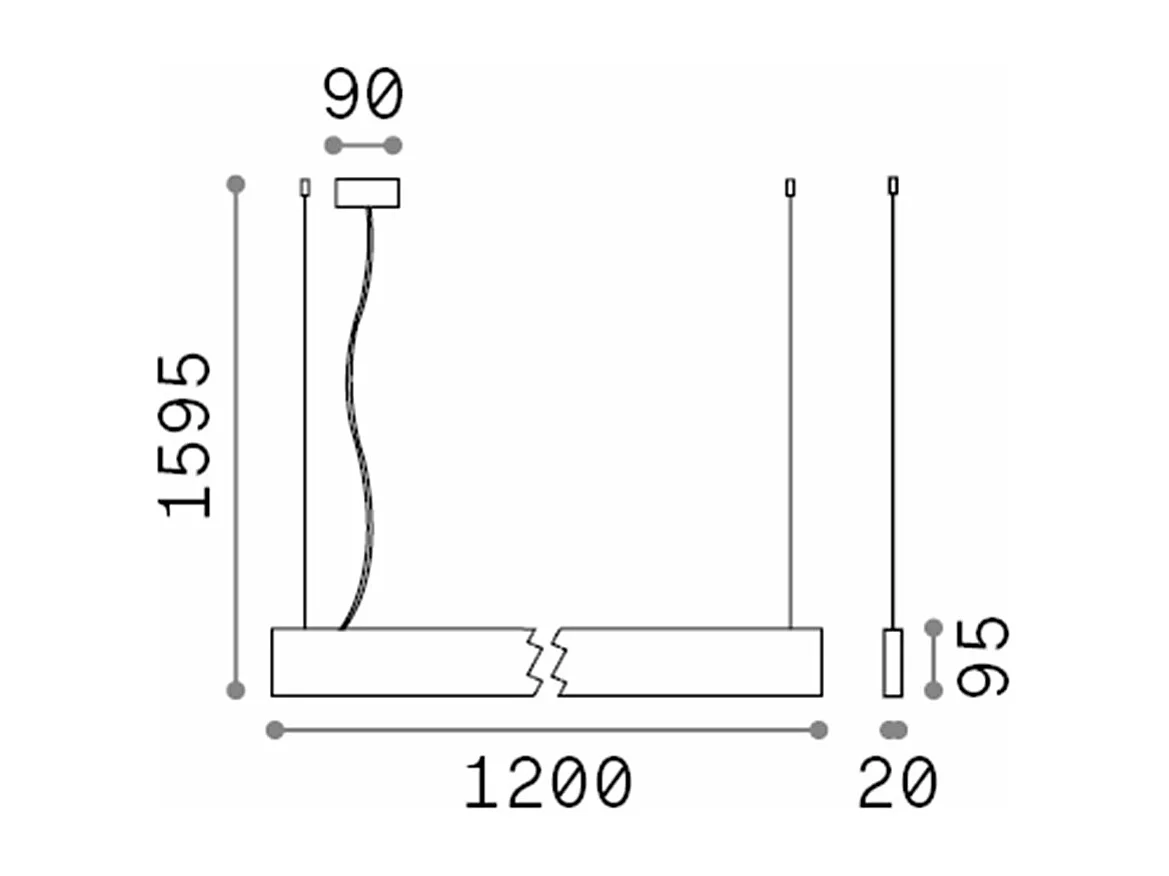 Ideal Lux LINUS - Lampada a sospensione lineare a soffitto a LED integrata per interni 1 luce nera 3000K