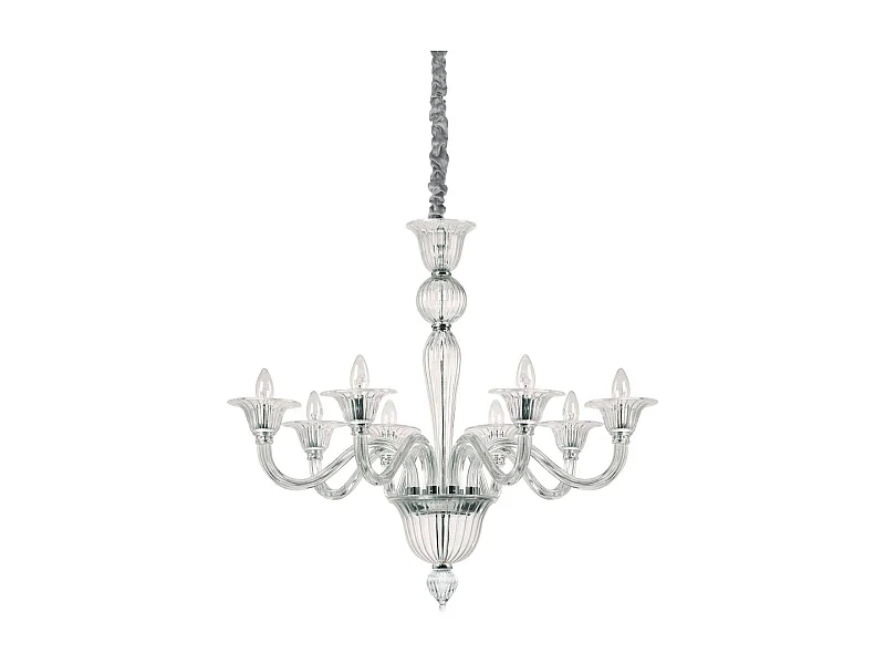 Ideal Lux Brigitta Suspension à 8 ampoules transparentes, E14