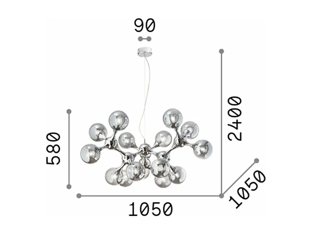 Ideal Lux Nodi - 15 Licht Decke Anhänger Chrom