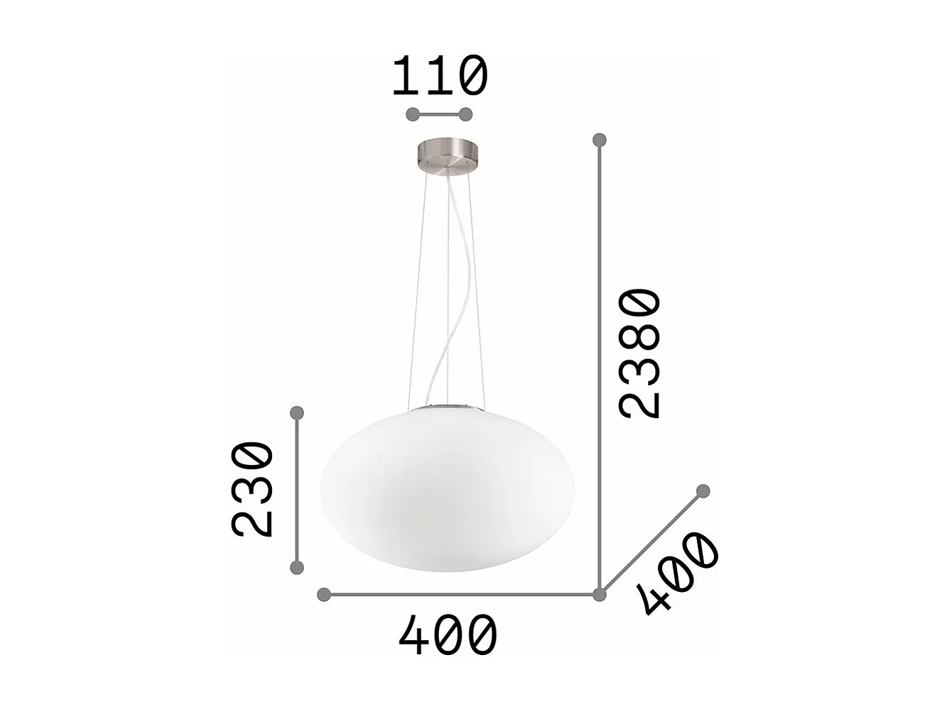 Ideal Lux Candy Plafonnier globe moyen à 1 ampoule blanc, E27