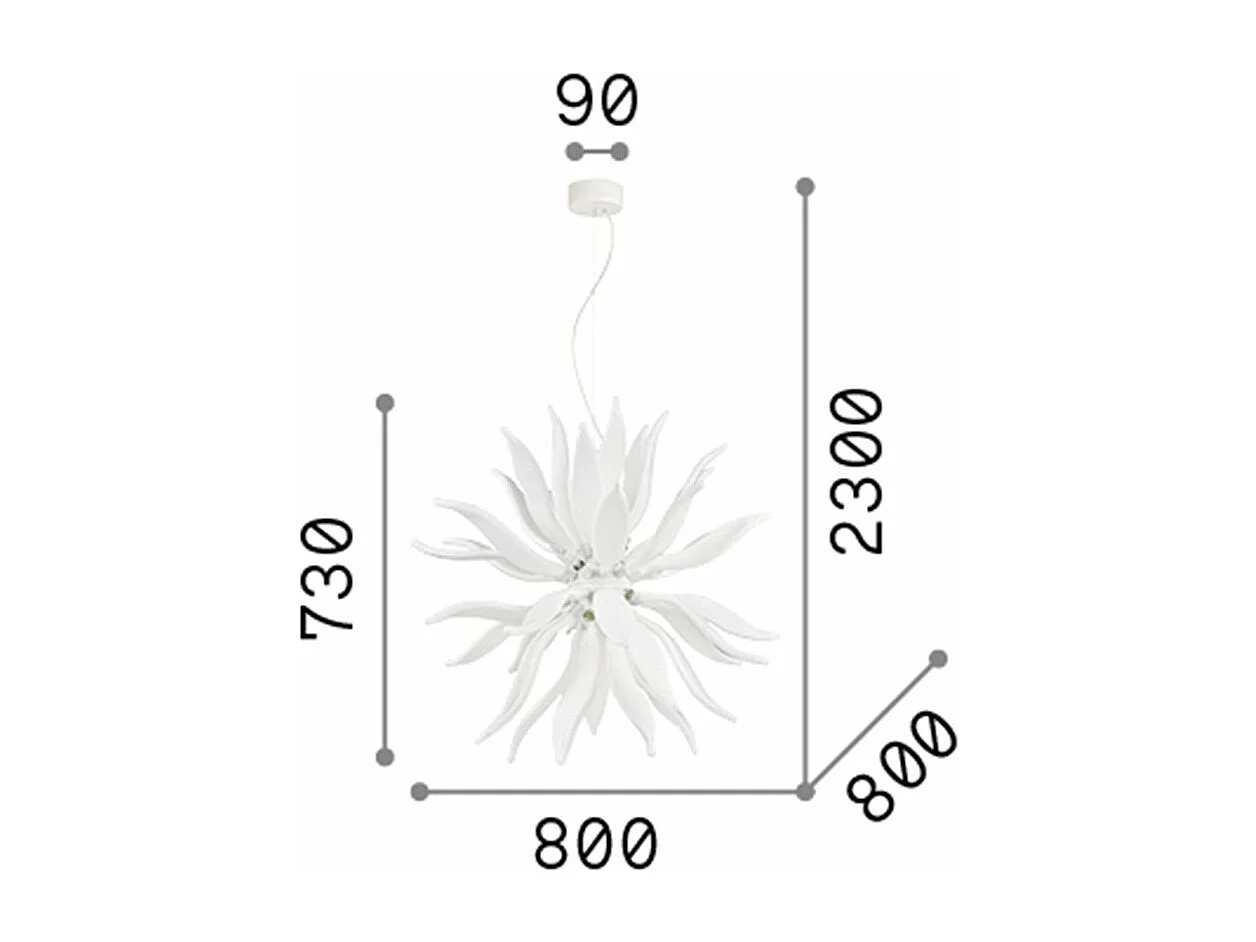 Ideal Lux Leaves Grand plafonnier à 12 ampoules, blanc, G9