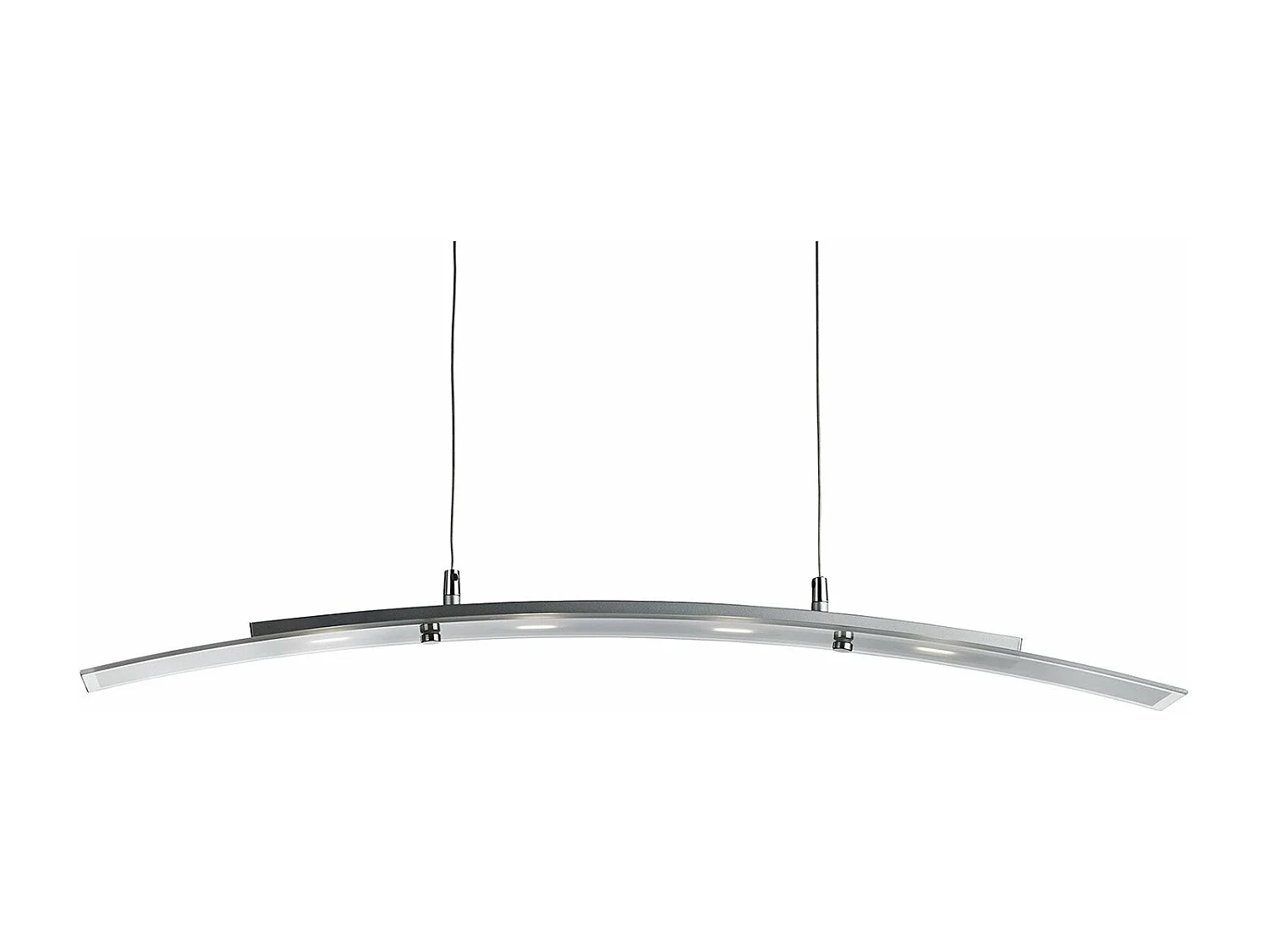 Lampadario Moderno Curva Acciaio Argento Led 20W 3000K