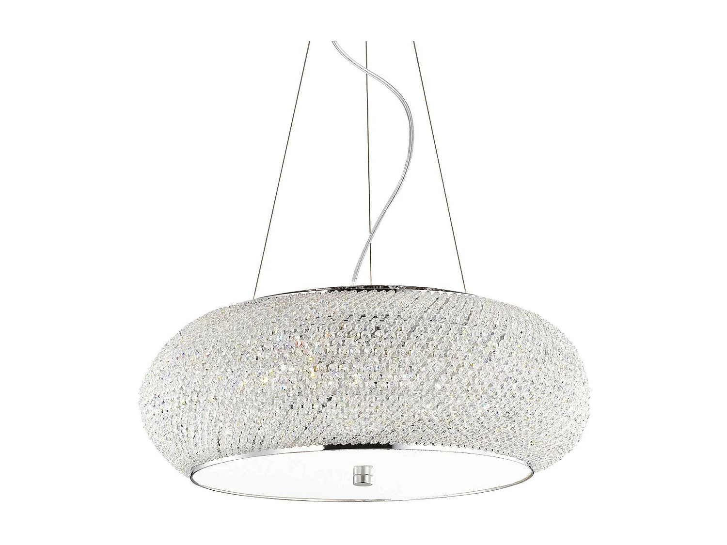 Ideal Lux Pasha' - Sospensione a soffitto a 10 luci cromo con cristalli, attacco E14