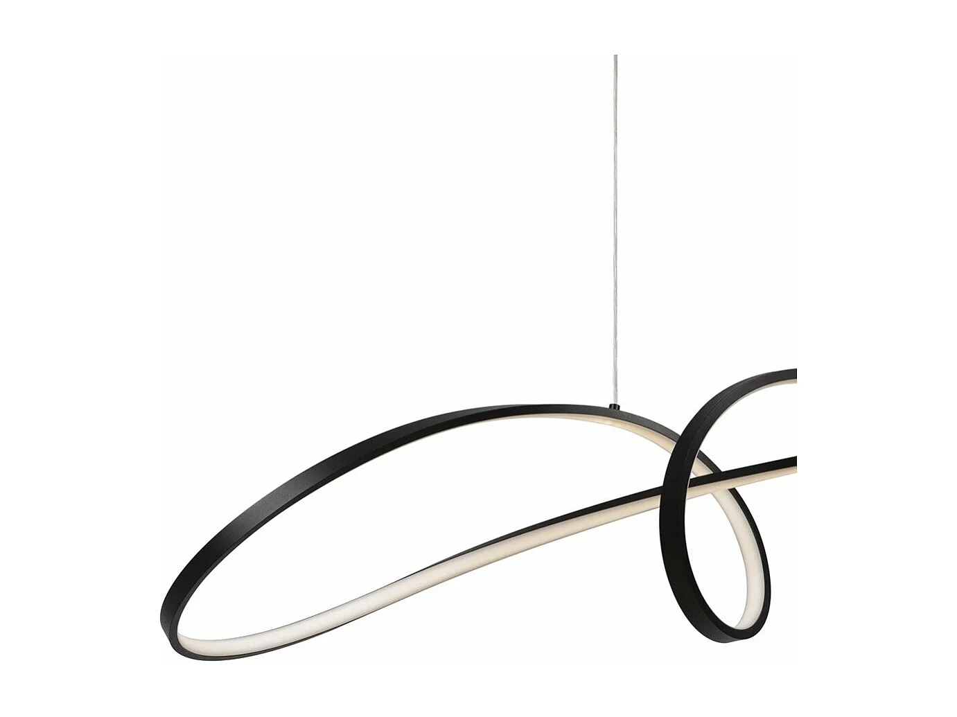 Lampadario A Sospensione Moderno Curve Alluminio Nero 1 Luce Led 42W