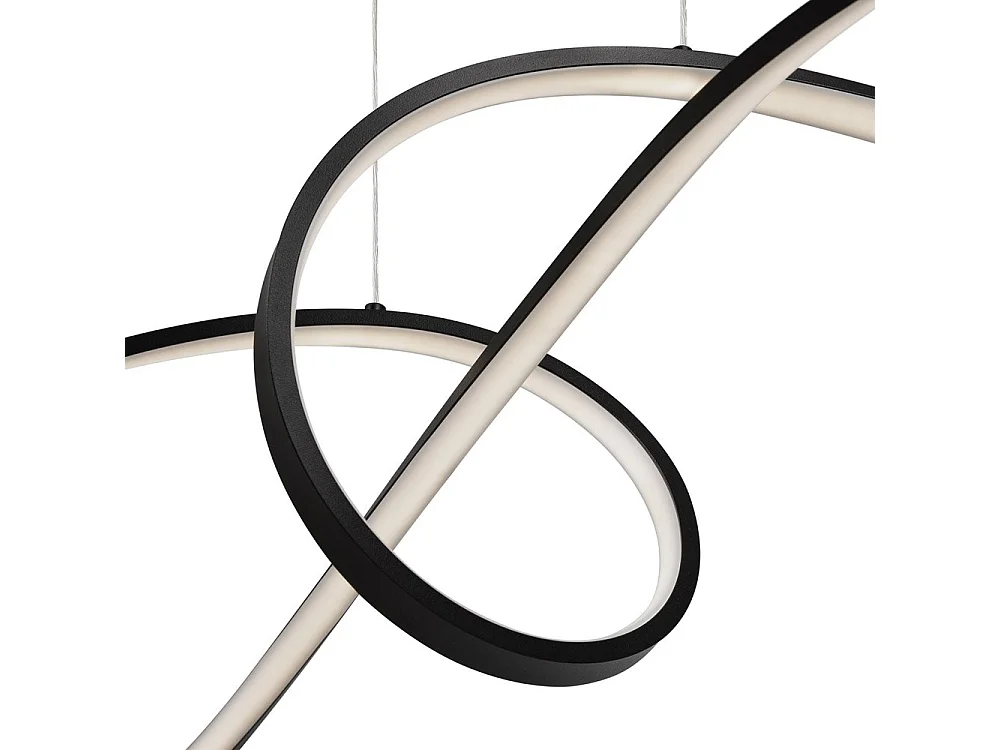 Lampadario A Sospensione Moderno Curve Alluminio Nero 1 Luce Led 42W