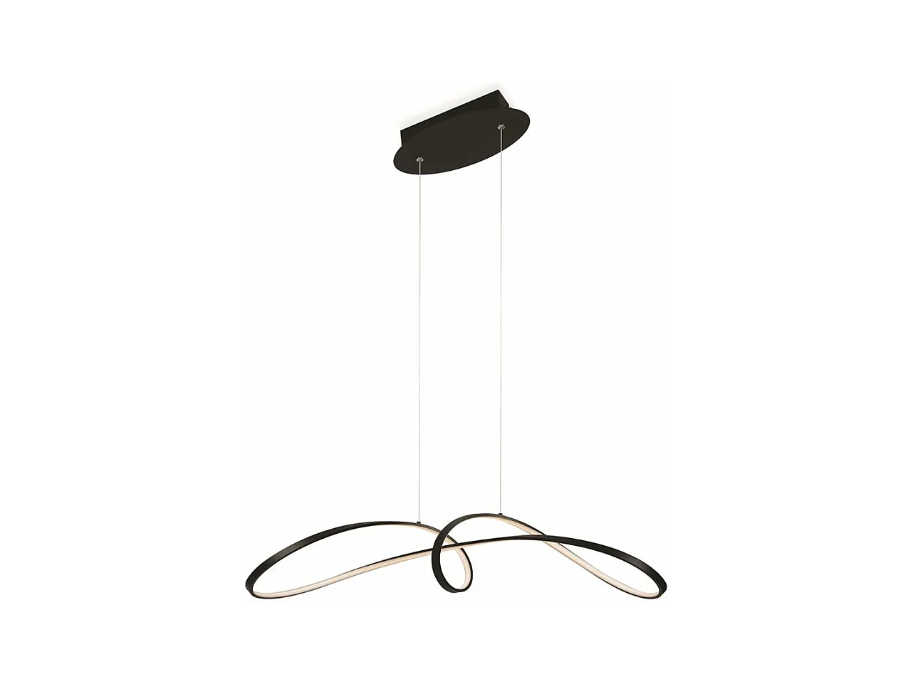 Lampadario A Sospensione Moderno Curve Alluminio Nero 1 Luce Led 42W