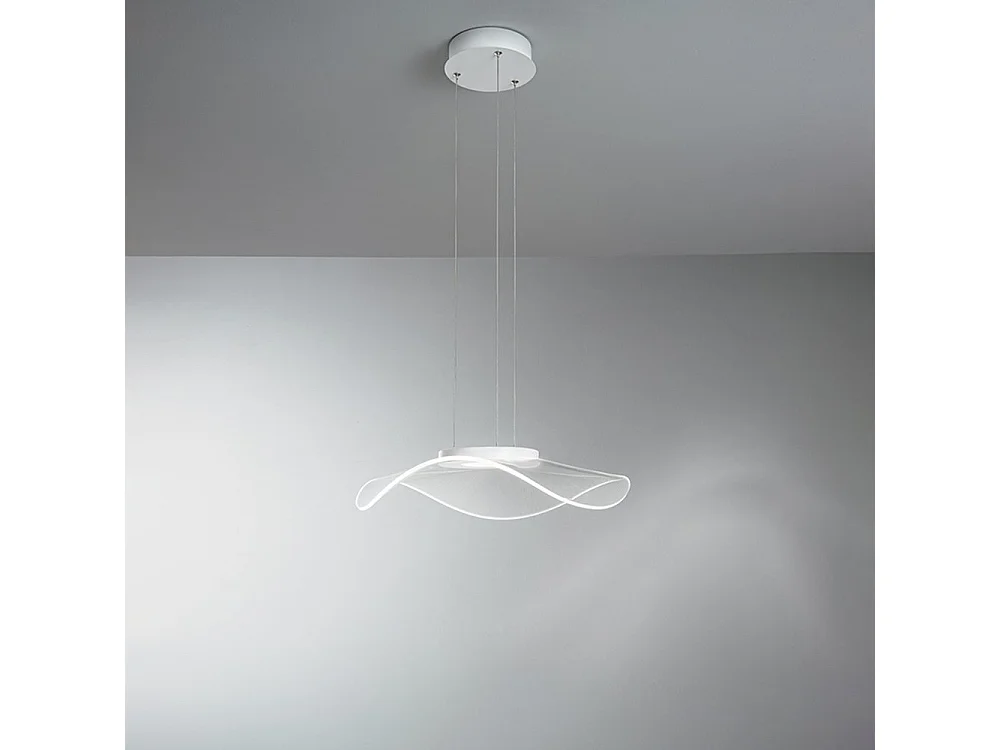 30W LED-hanglamp in transparant acryl, modern design, diameter 50 cm, 2046lm, warm licht 3000K, in hoogte verstelbaar tot 150 cm - Perenz