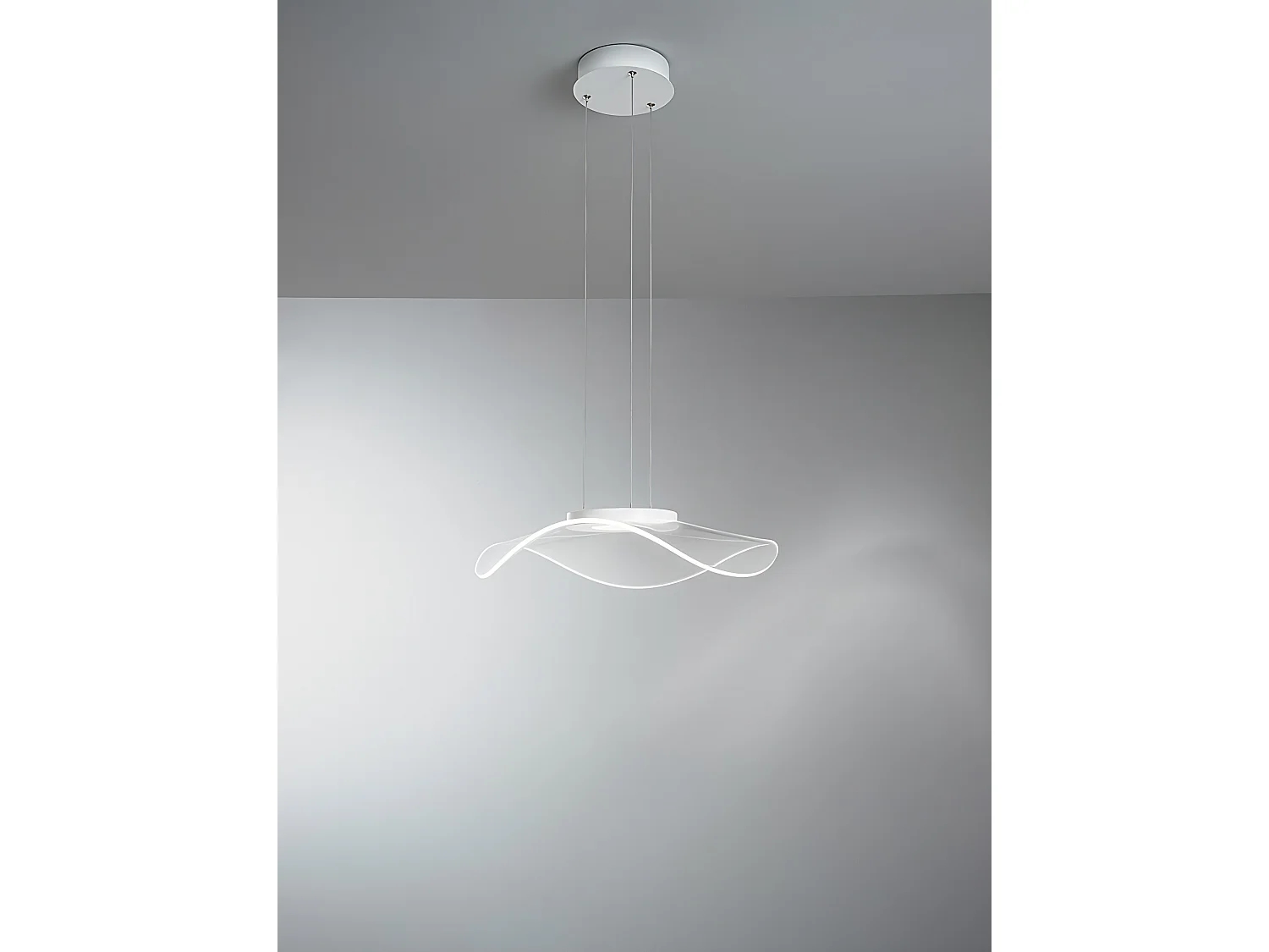 30W LED Pendant Light in Transparent Acrylic, Modern Design, Diameter 50 cm, 2046lm, Warm Light 3000K, Height Adjustable up to 150cm - Perenz