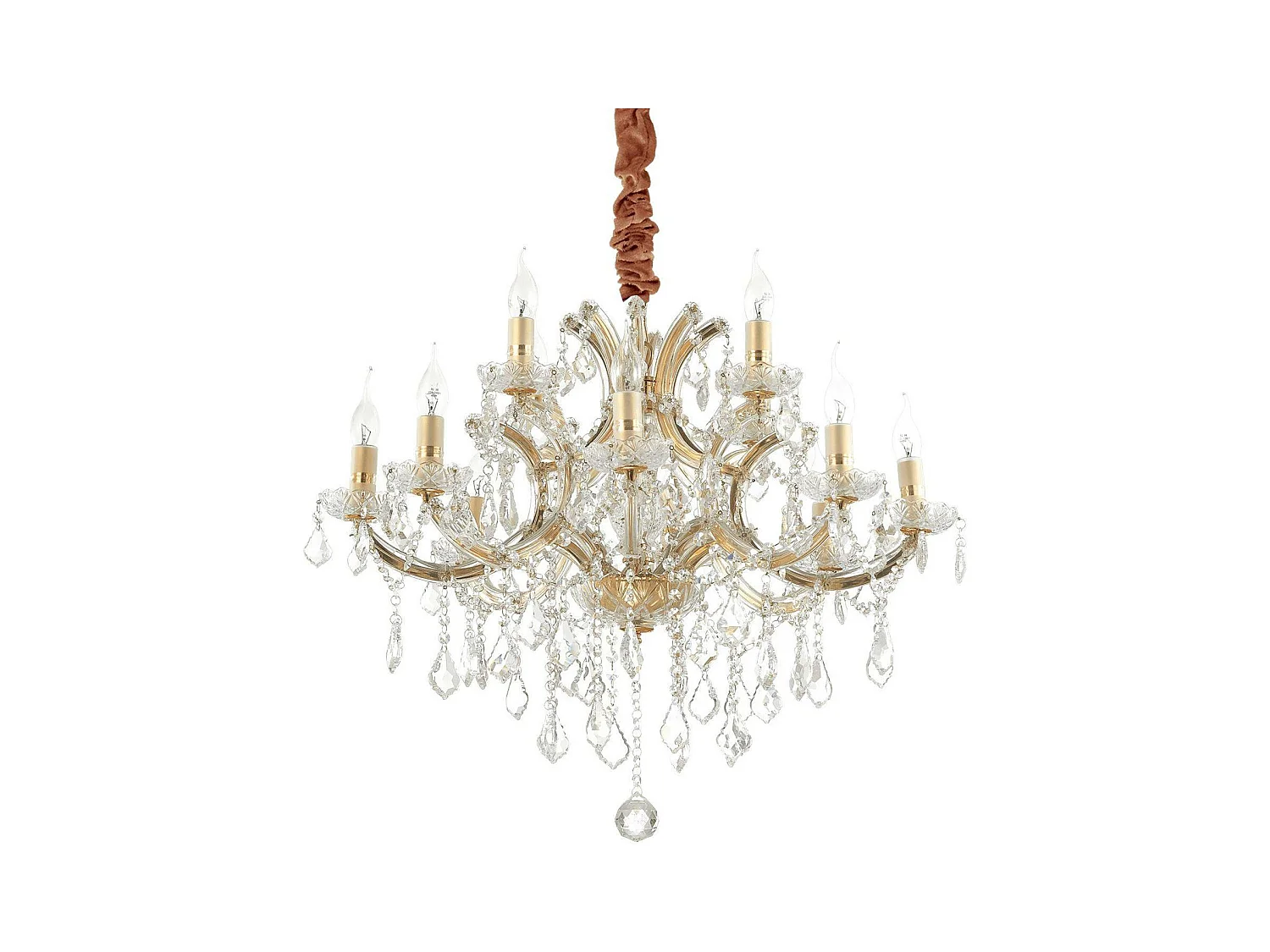 Ideal Lux Napoleon Suspension à 12 ampoules dorées
