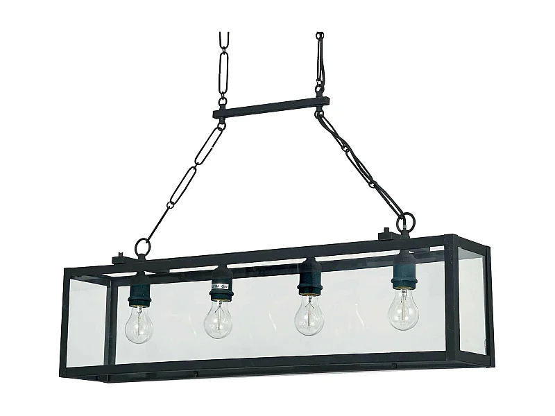 Ideal Lux Igor - Lámpara colgante de techo con 4 luces, negro, placas de vidrio transparente, E27