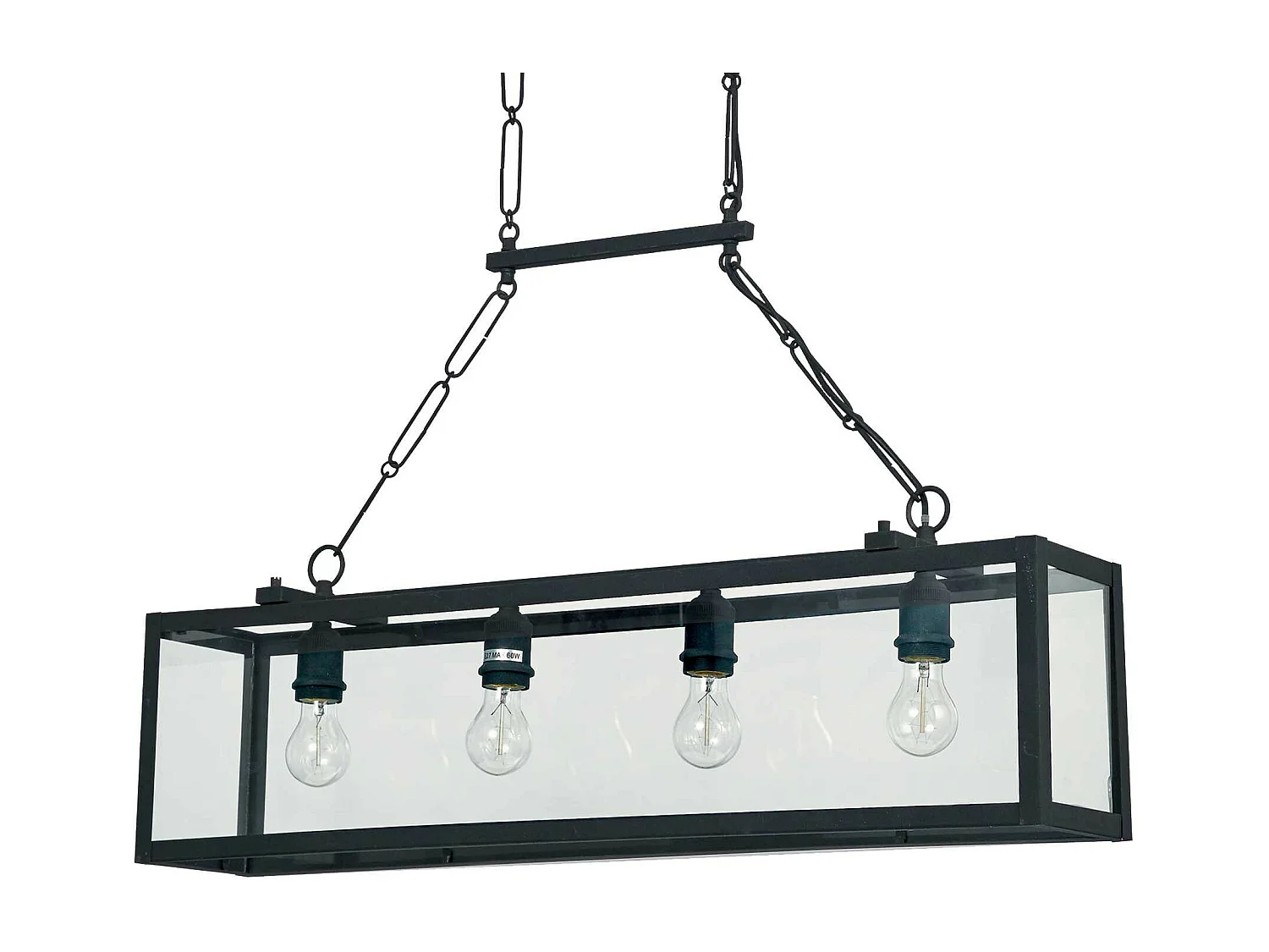 Ideal Lux Igor - Lámpara colgante de techo con 4 luces, negro, placas de vidrio transparente, E27