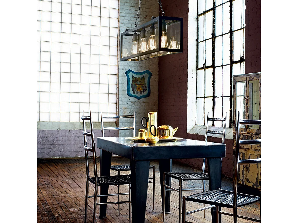 Ideal Lux Igor - Lámpara colgante de techo con 4 luces, negro, placas de vidrio transparente, E27