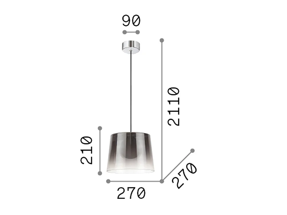 Ideal Lux FADE Lámpara de techo colgante de cúpula con pantalla de cristal ámbar