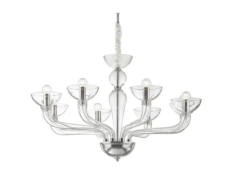 Ideal Lux Casanova Lustre à 8 bras en verre transparent, E14
