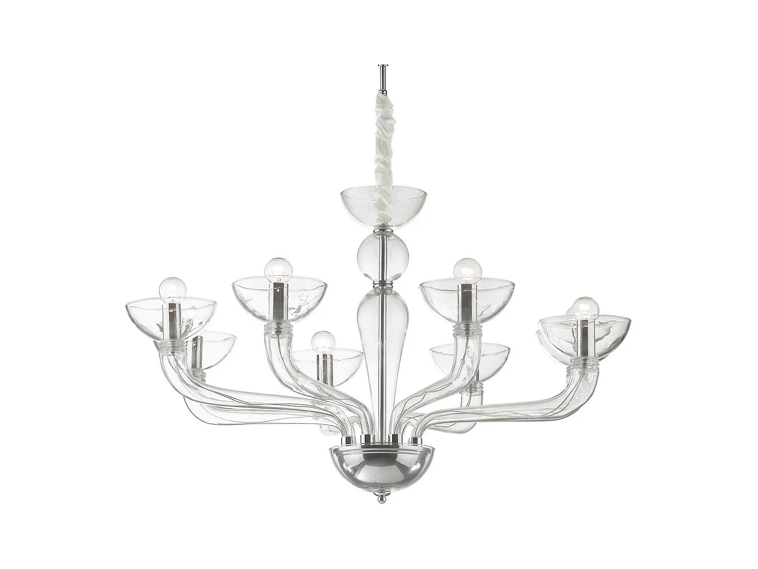 Ideal Lux Casanova Lustre à 8 bras en verre transparent, E14