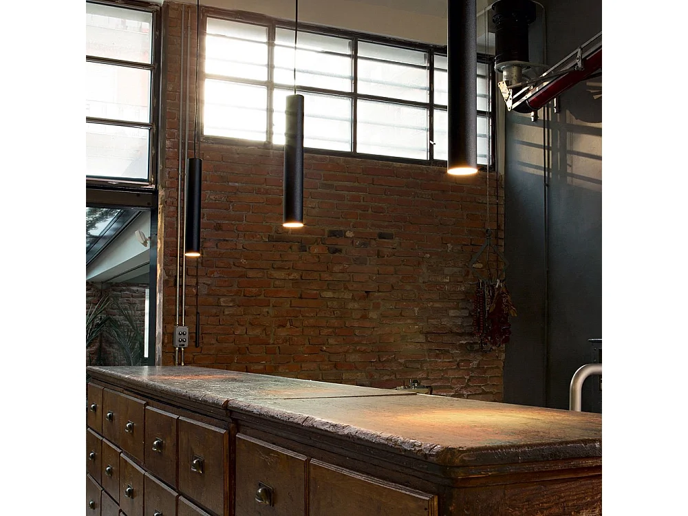 Ideal Lux Look - Lámpara colgante de techo delgada con 1 luz Negra, GU10