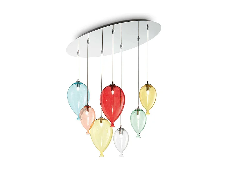 Ideal Lux Clown - 7 licht Oval Balloon Cluster Anhänger Mehrfarbig, G9