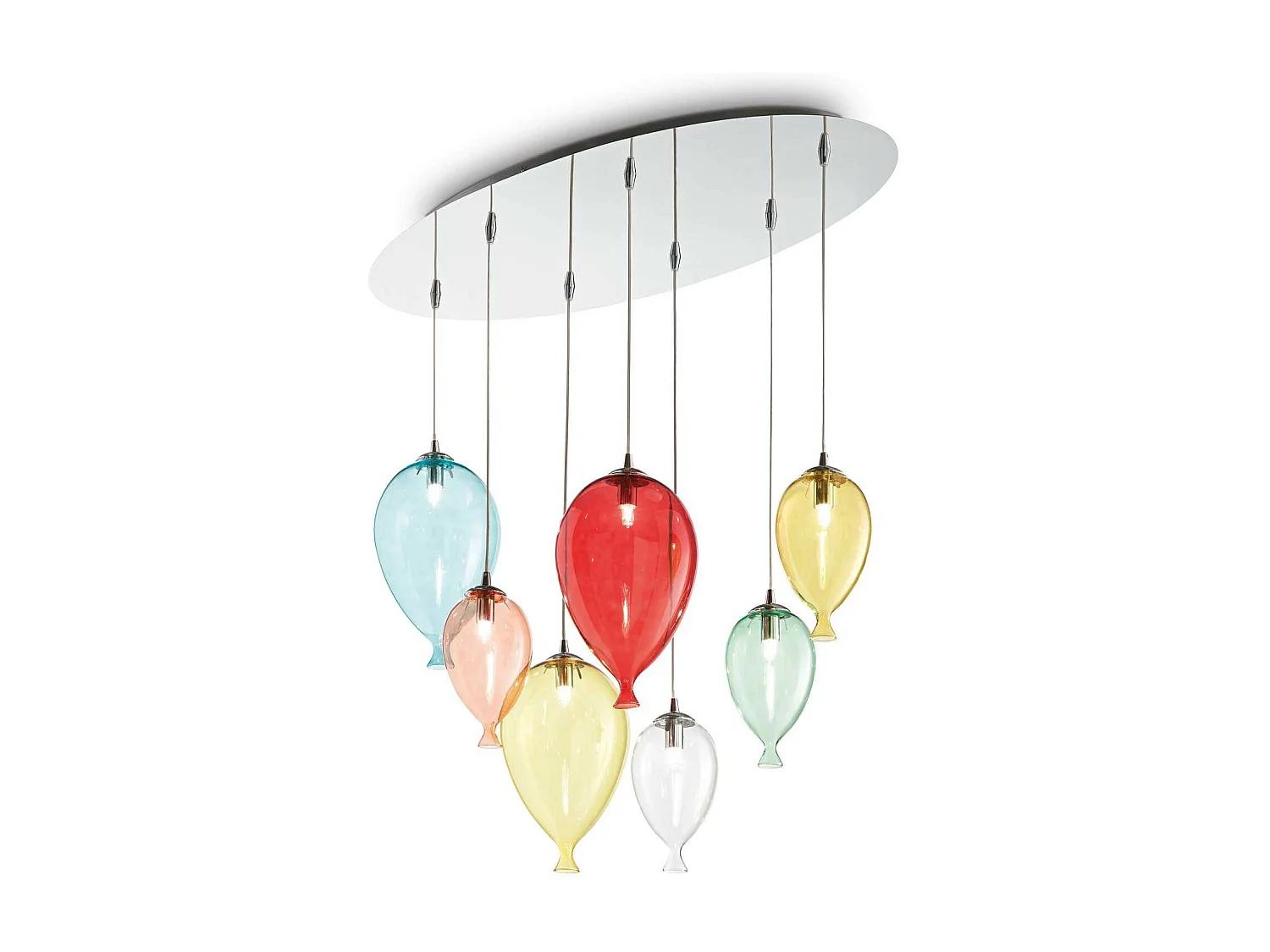 Ideal Lux Clown - 7 licht Oval Balloon Cluster Anhänger Mehrfarbig, G9