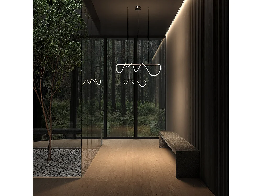 Lampadario A Sospensione Moderno Tau Alluminio Oro 1 Luce Led 30W