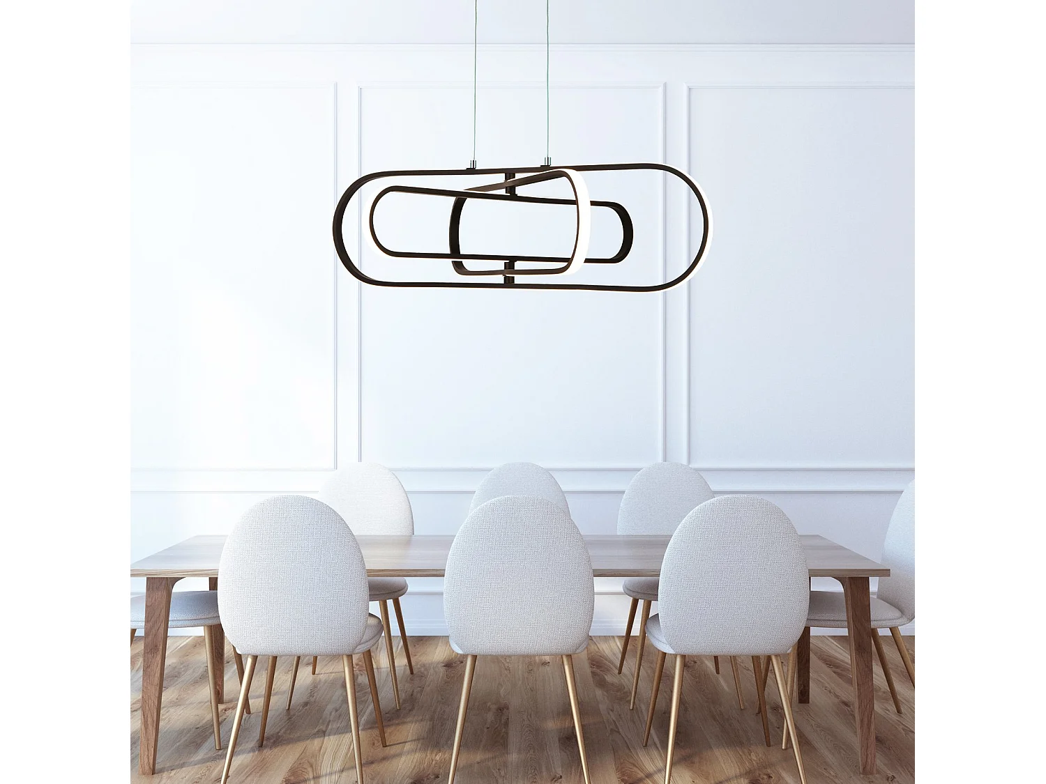 Lampadario Moderno Clip Acciaio Bianco Nero Led 52,44W 3000 - 4500 - 6500K