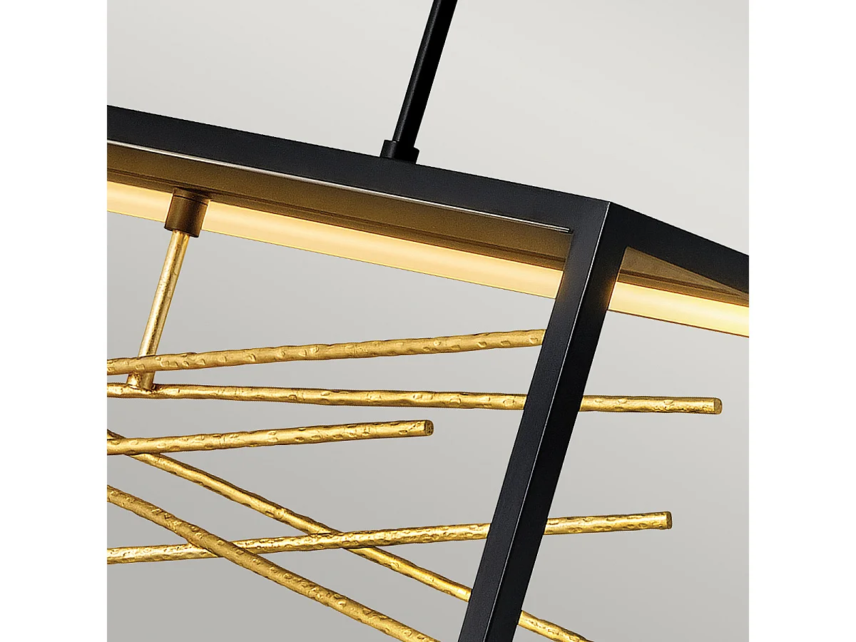 Elstead Hinkley Styx Integrierte LED-Stab-Pendel-Deckenleuchte Schwarz & Gold, 3000 K