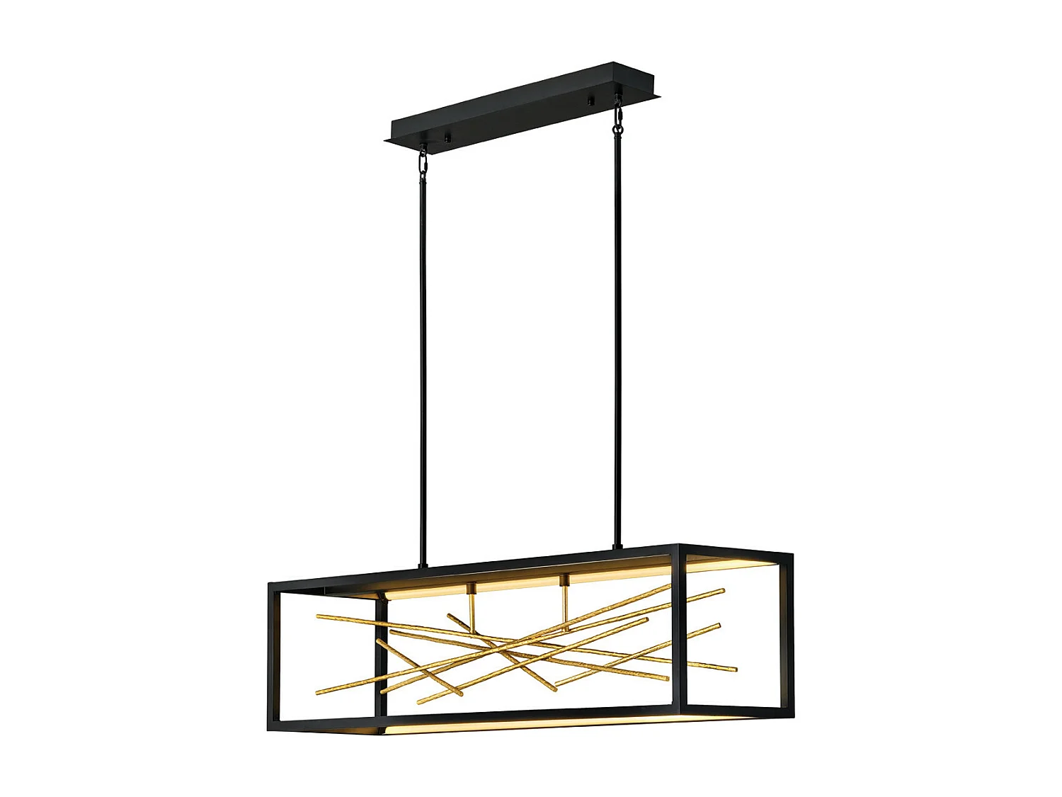 Elstead Hinkley Styx Integrierte LED-Stab-Pendel-Deckenleuchte Schwarz & Gold, 3000 K