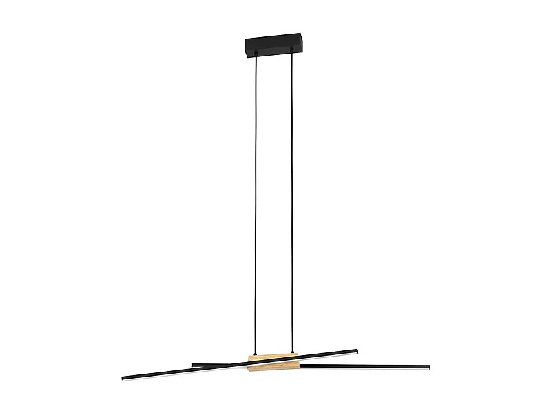 Lampadario Moderno Panagria Led Alluminio Rivestito In Legno Nero E Marrone