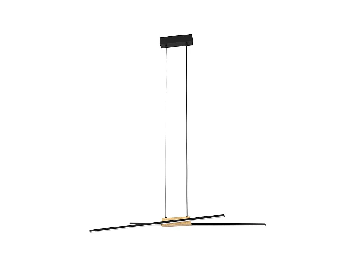 Lampadario Moderno Panagria Led Alluminio Rivestito In Legno Nero E Marrone